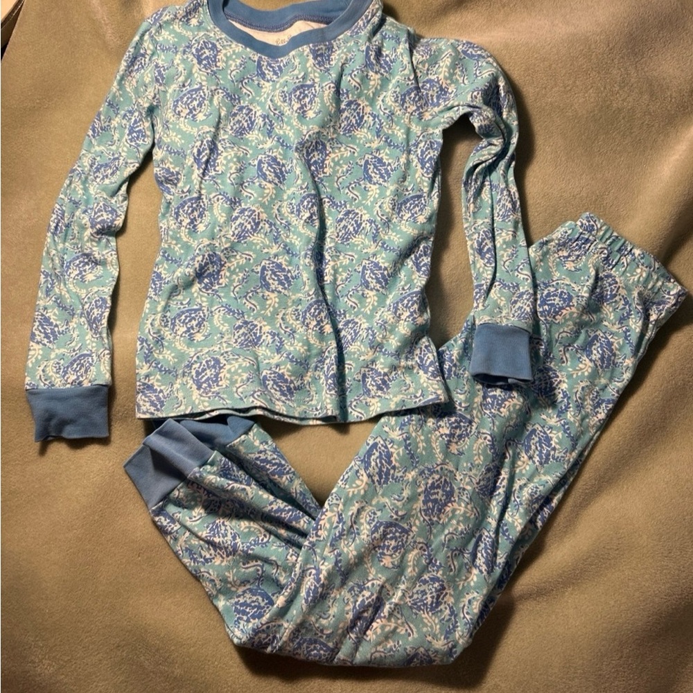 Pottery Barn kids Lilly Pulitzer Kids Blue and White Patterned pajamas set